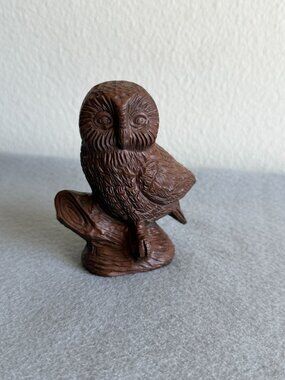 Hand-Carved Wooden Owl Figurine By Red Mill  - Rustic Home Décor Accent